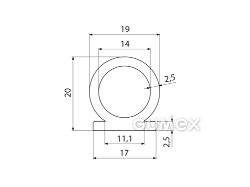 Silikónový profil tvarový s dutinkou, 20x19mm, 60°ShA, -60°C/+180°C, transparentný